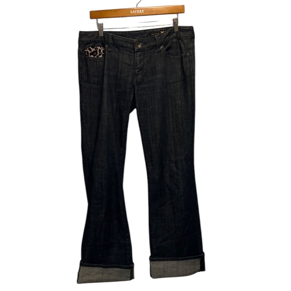 X2 Denim Bootcut Jeans with  Animal Print Detail Size 10